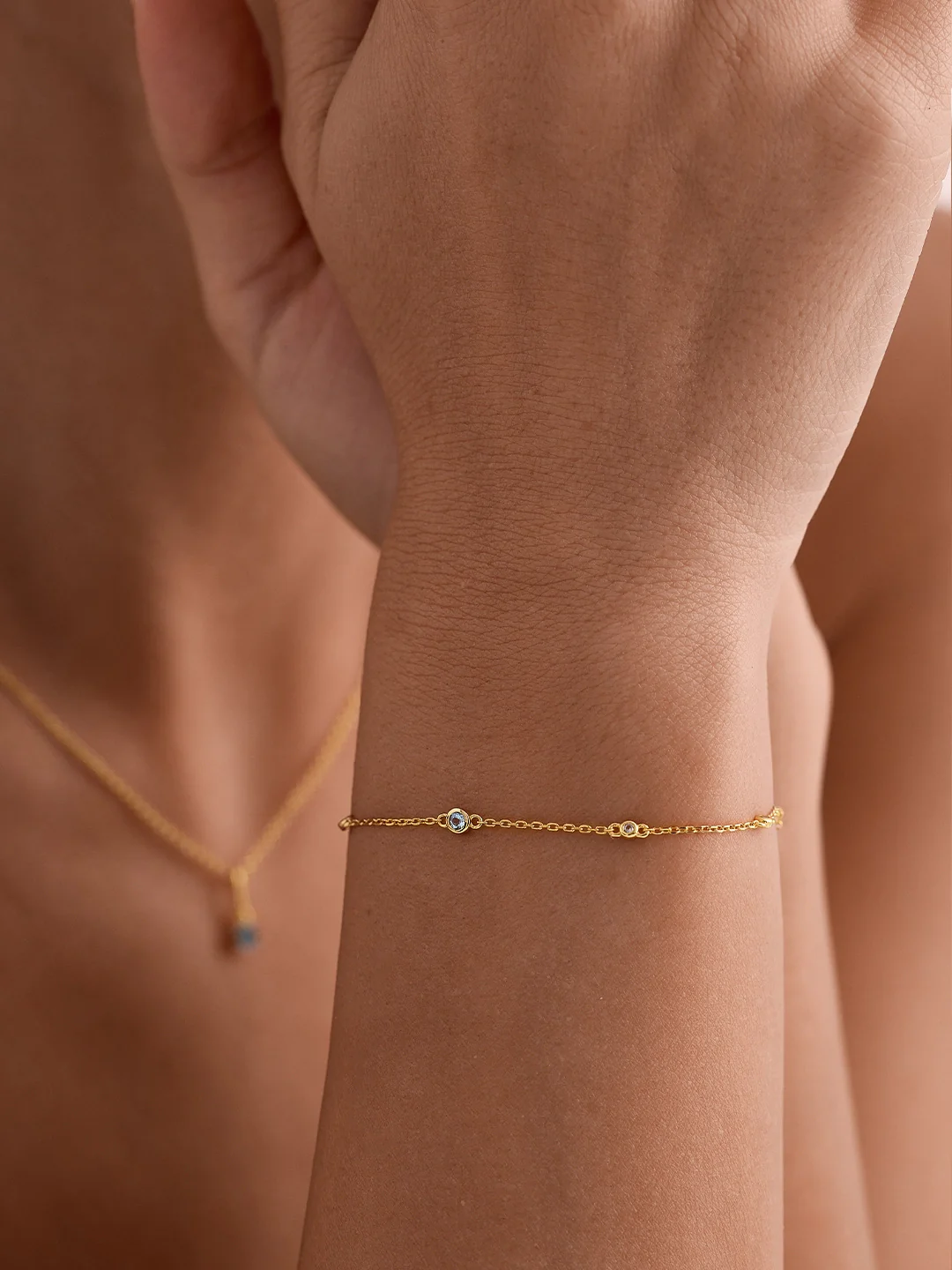 Blue Topaz & Sapphire Station Bracelet