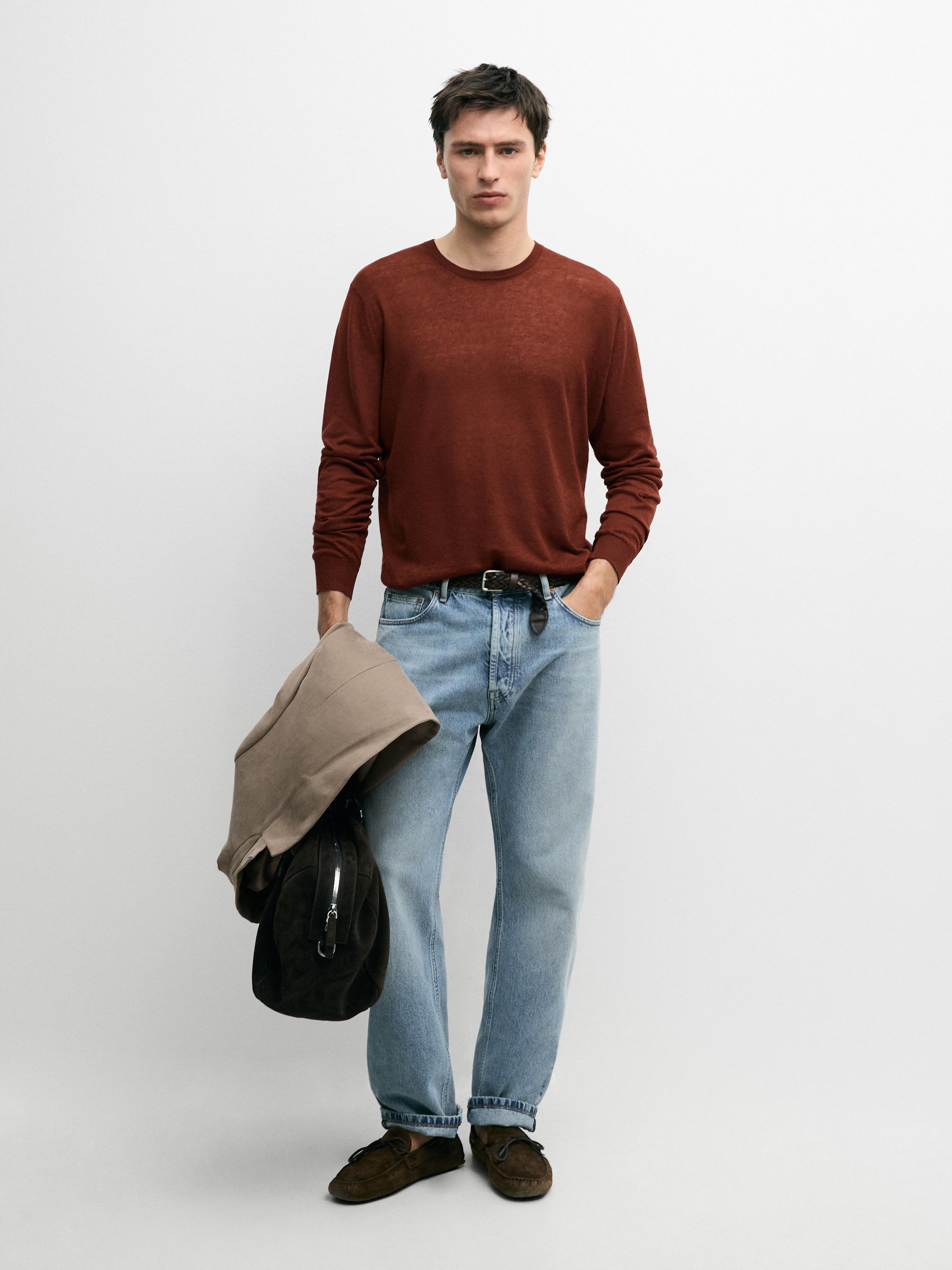 Jersey punto cuello redondo lino cashmere