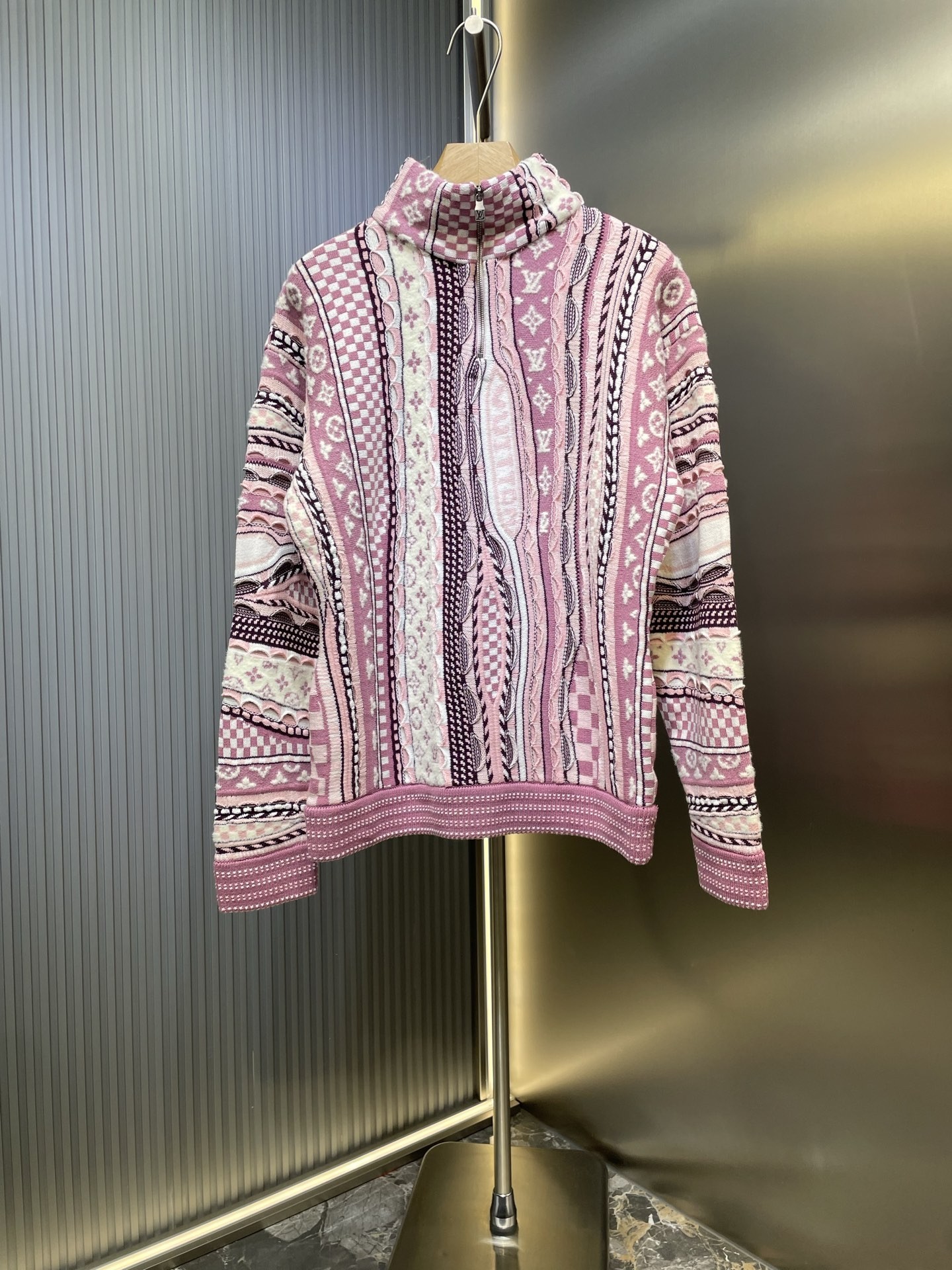 LV 25FW X Nigo Half-zip turtleneck sweater
