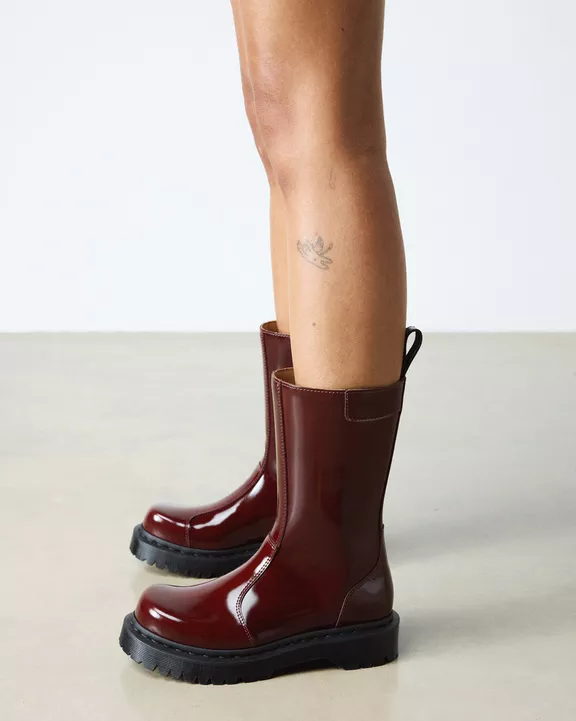 Rejena Laquered Leather Boots