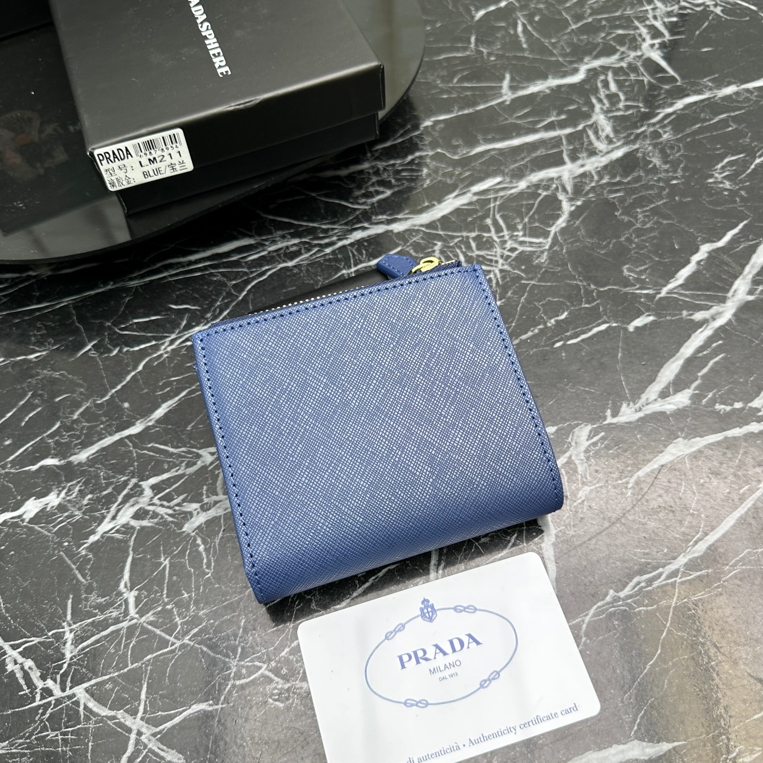 Fashion 3.9″x3.5″x0.8″ Great quality Blue Leather Wallet QB-927078
