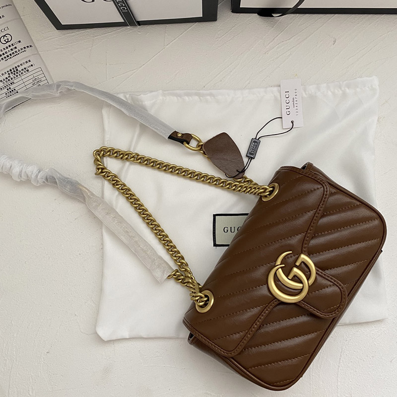 Genuine leather Mini 6.5″x3.9″x2.0″ Small 8.7″x5.5″x2.4″ Big 10.2″x5.9″x2.8″ Brown Messenger bag with Chains BB-921751