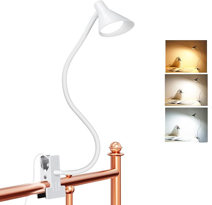 Desk Lamp Clip on Light USB Reading Light 3 Color Modes 10 Dimmable