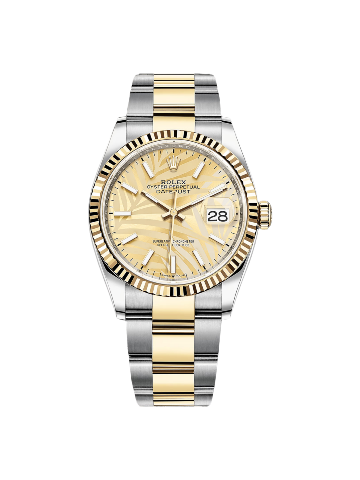 【Super Clone】RLX  Datejust 36mm 126233-0038 Golden Palm Motif 36mm Dial Oyster Bracelet Watch