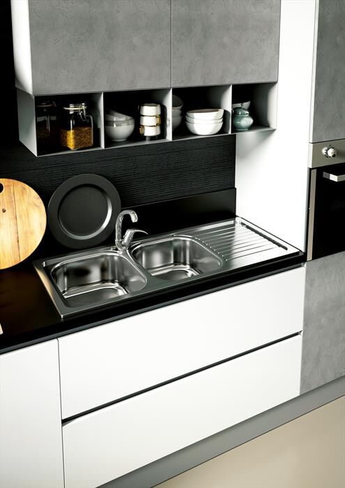 GLEM GAS - Lavello lineare GL216IXD 2 vasche-Inox