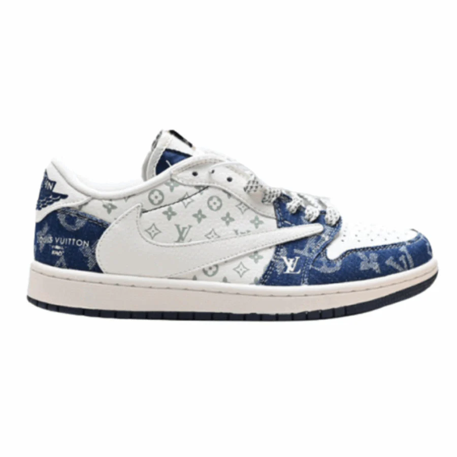 L.V x NK Air Jordan 1 Low “Monogram Denim” (Custom)