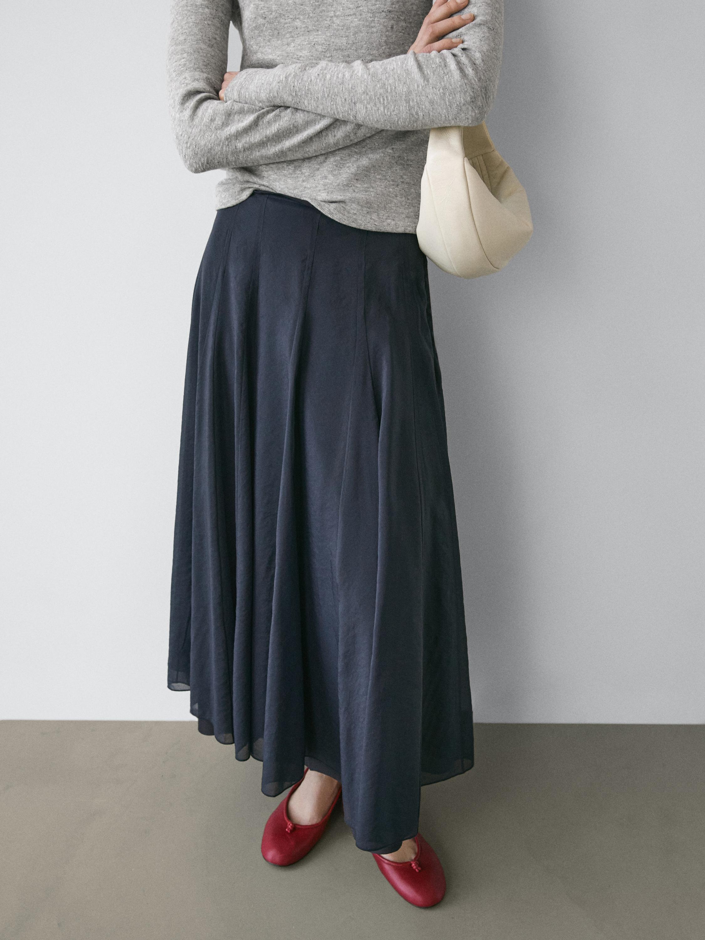 Falda midi jaretas