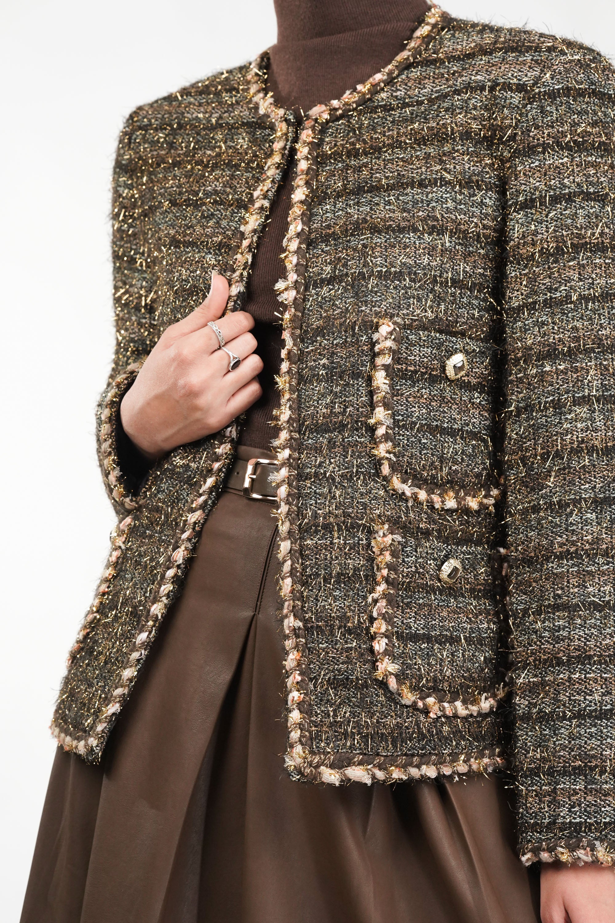 Golden Glimmer Tweed Blazer