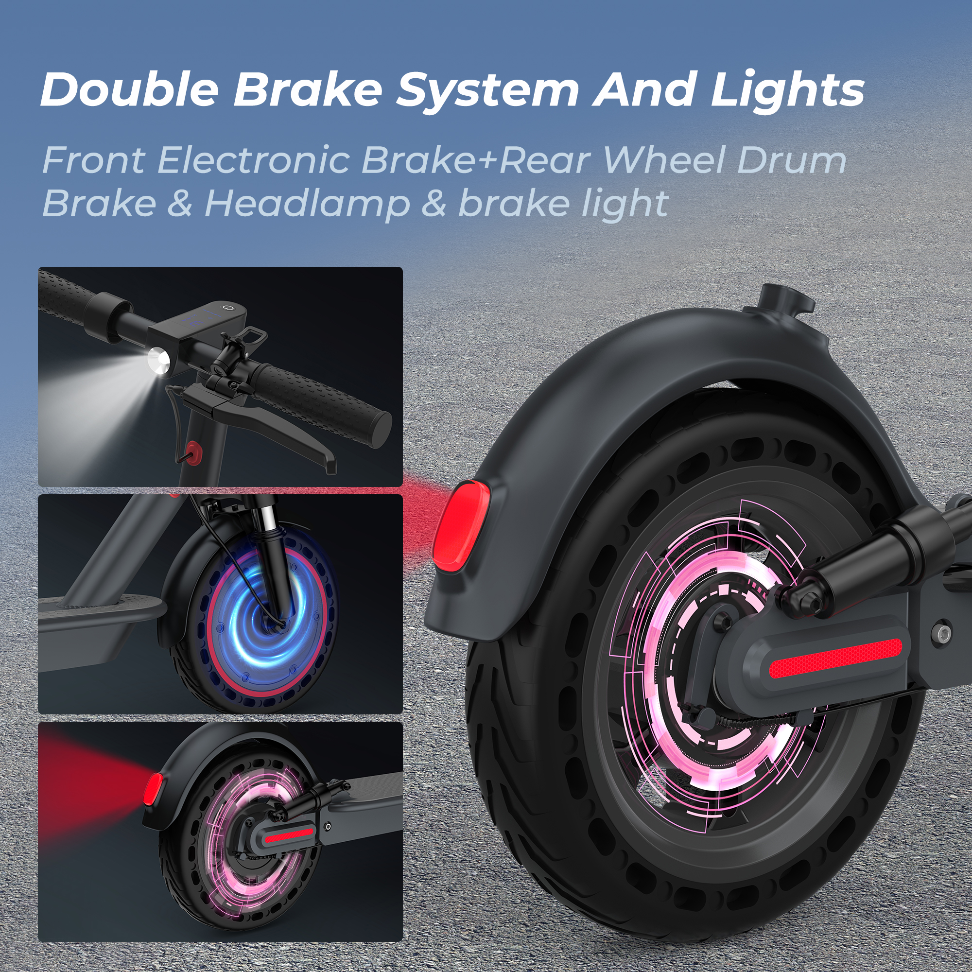 AOVOPRO TMAX 500W Foldable Electric Scooter Dual Suspension Dual Brake 10 inch wheel