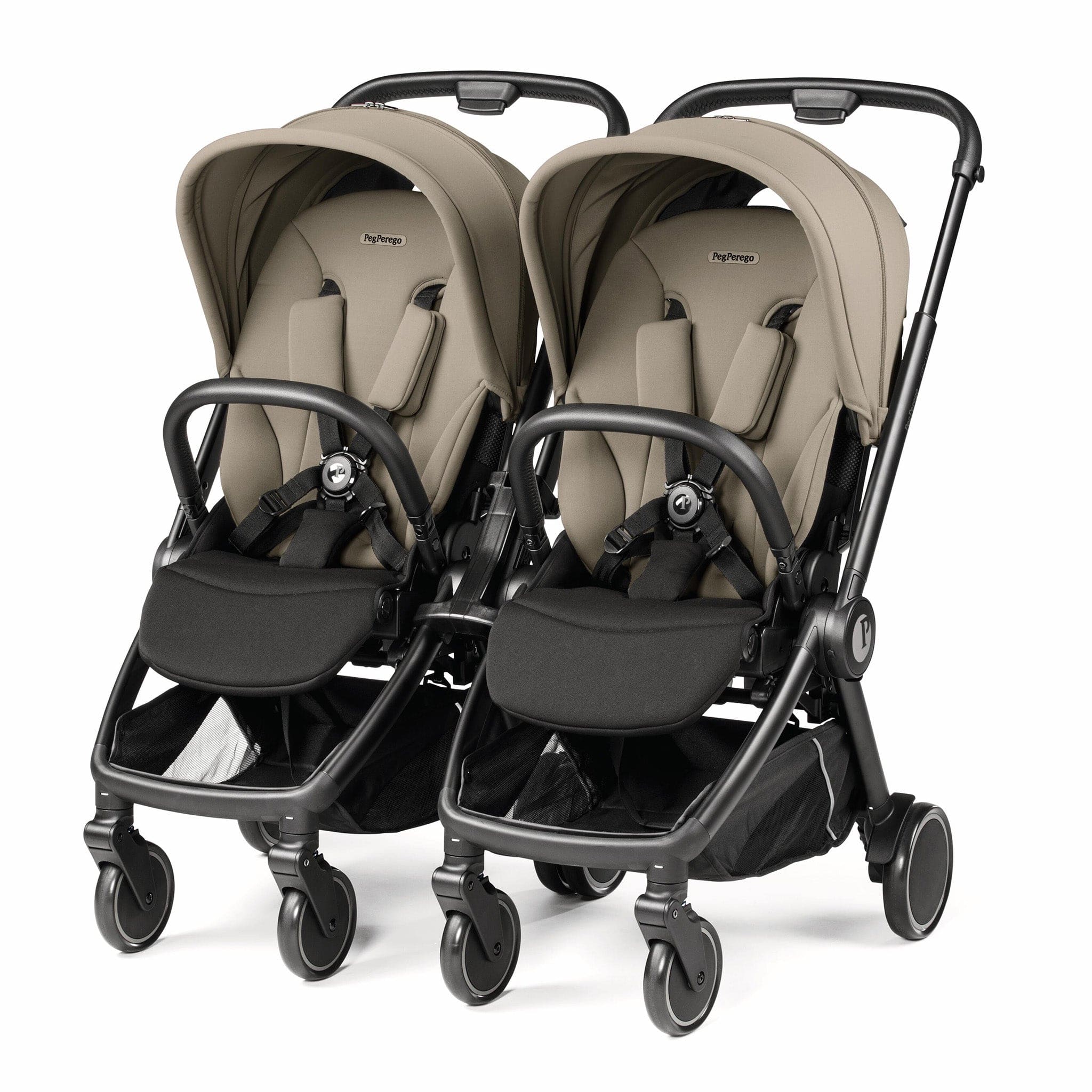 PEG City Loop Twin Stroller + Primo Viaggio Lounge Travel System Bundle - Black / True Black / True Black