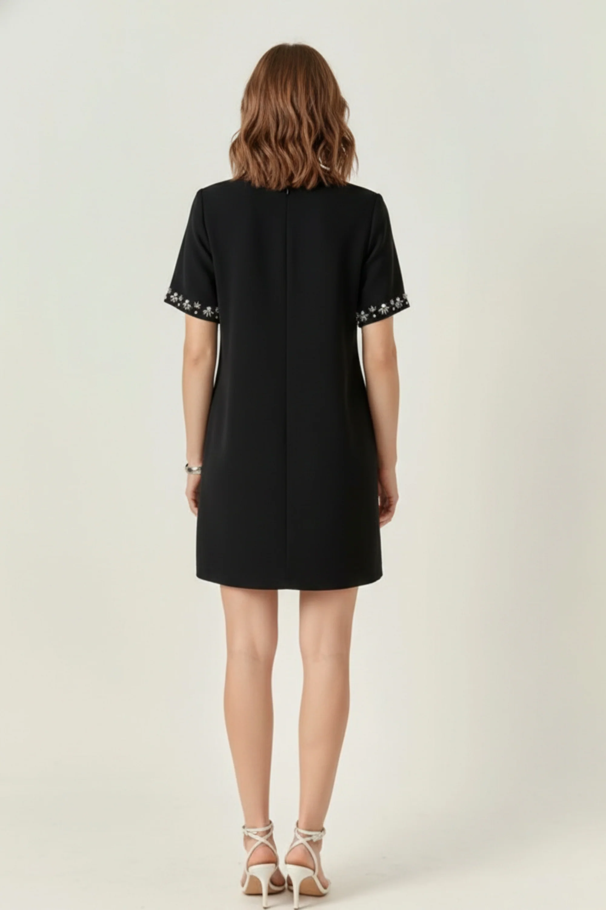Noir Crystal Bow Shift Dress