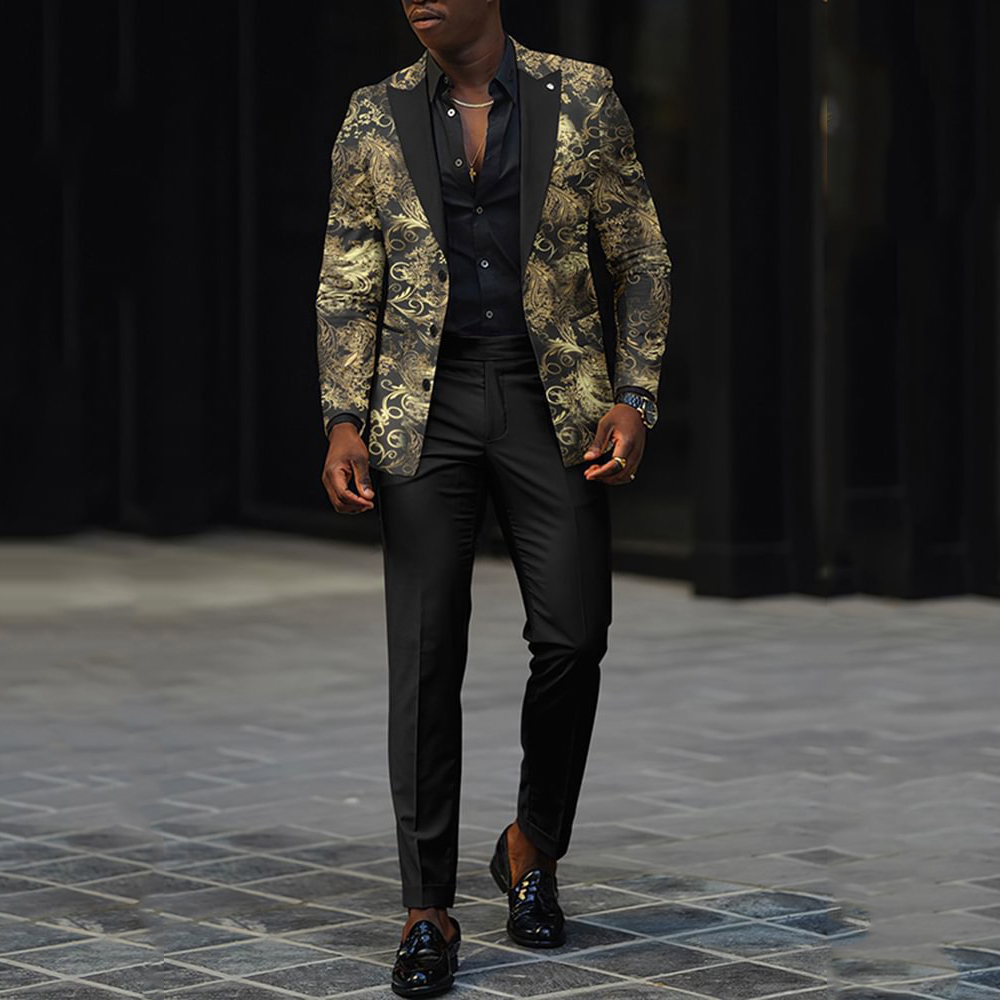 Men's Business Ombre Peak Lapel Blazer & Straight Pants 2Pcs Set