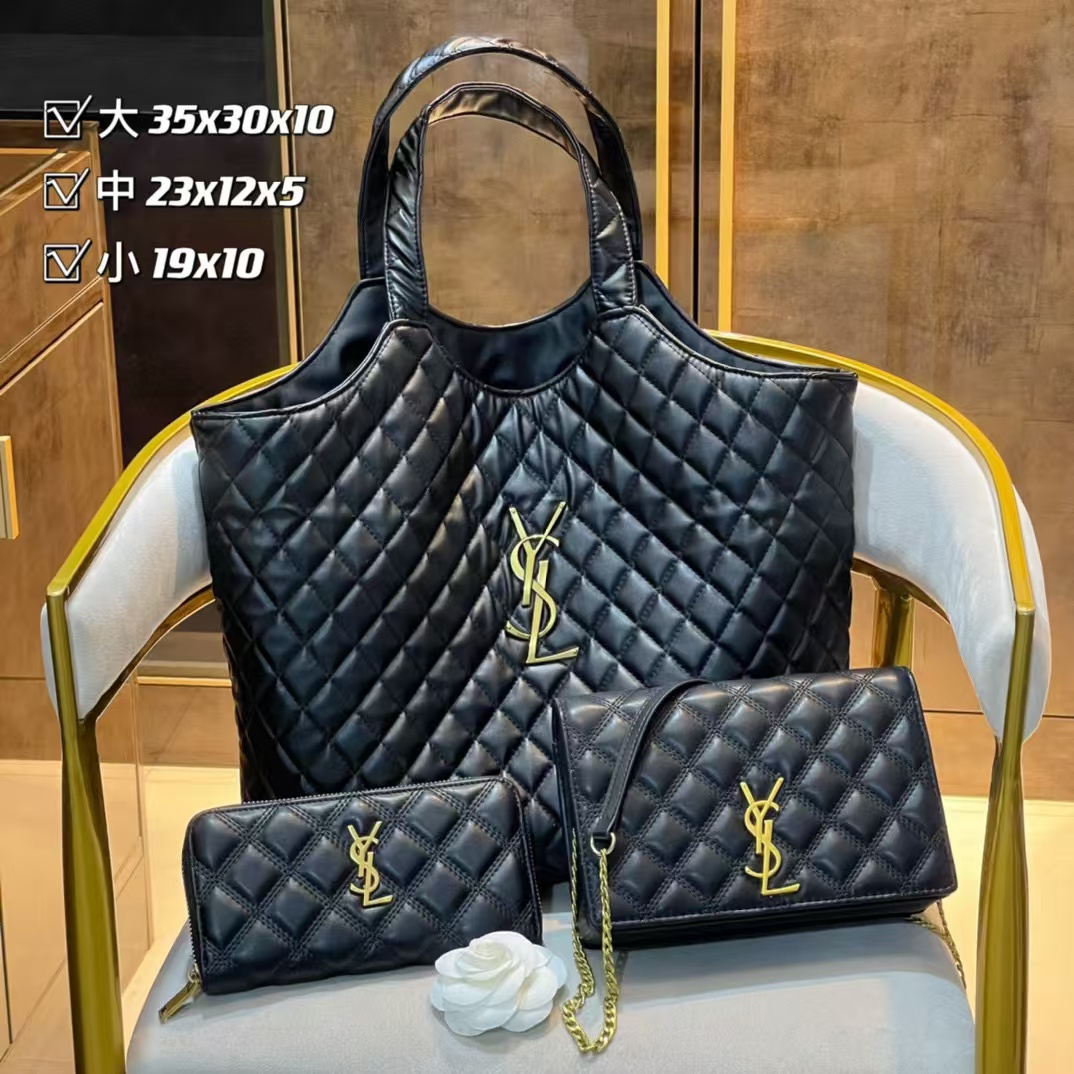 Black Squares Bags Set-Size 13.8″x11.8″x3.9″, 9.1″x4.7″x2.0″, 7.5″x3.9″ BB-921270