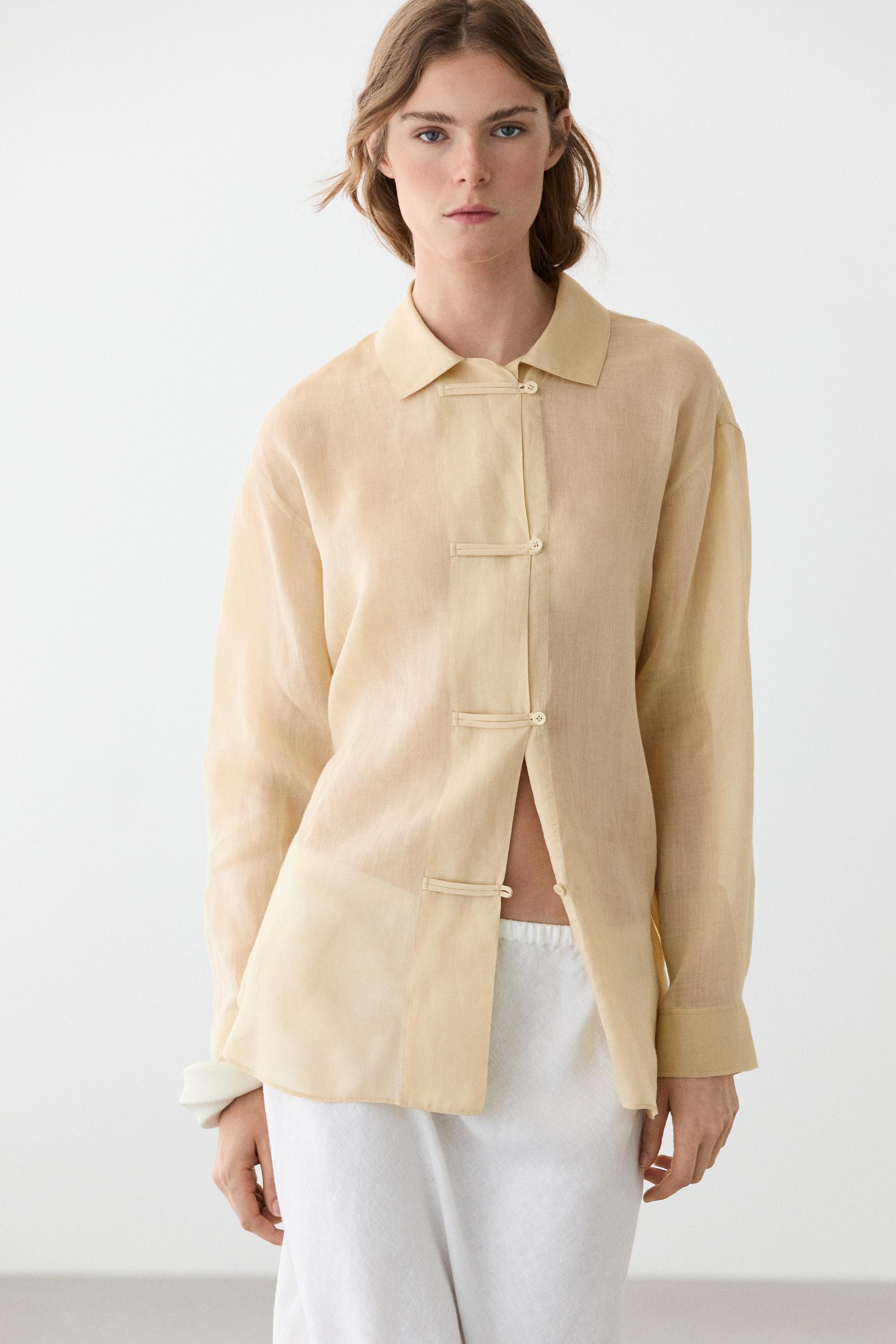 Camisa fluida total look 100% ramio