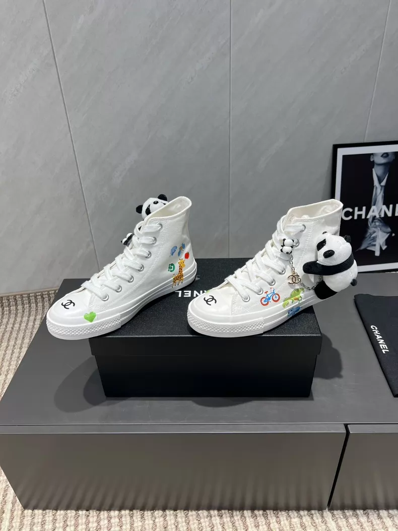 CHANEL Chain High-Top Canvas Shoes