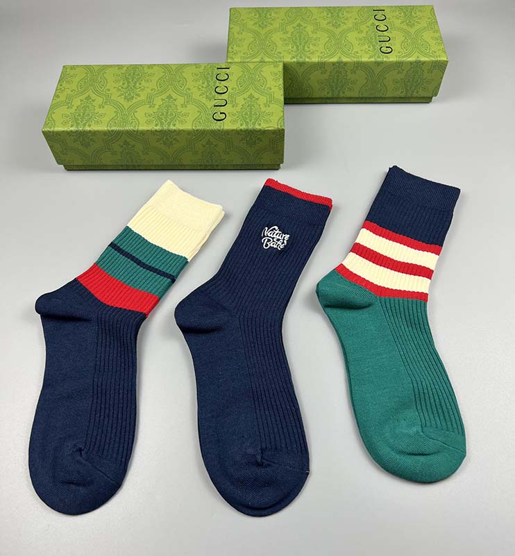 Set of 3 Pairs of Cotton Anti-bacterial Crew Socks WZ-924000186