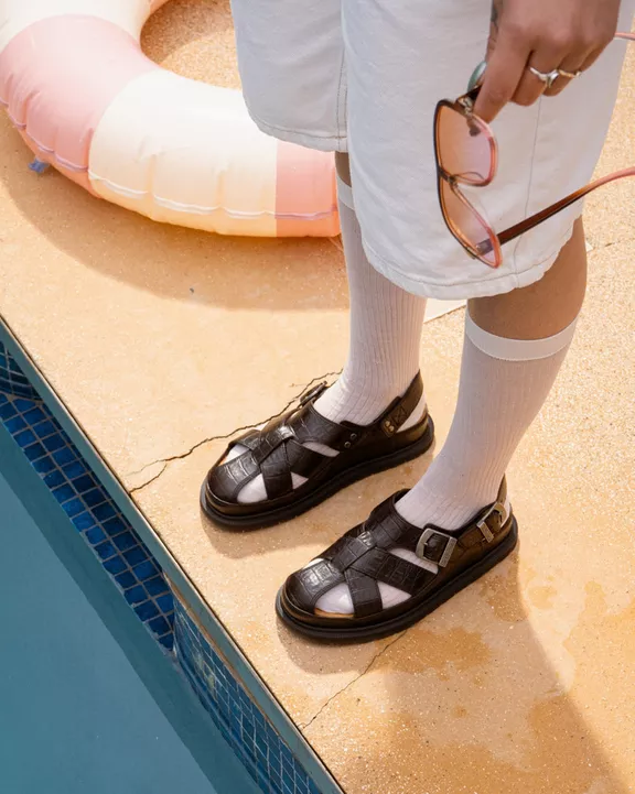 Fisherman Crocodile Analine Leather Sandals