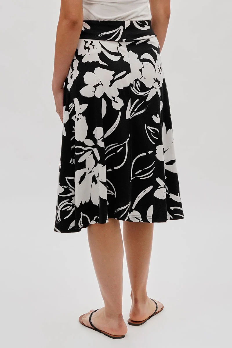 Floral Fold Over Skirt - Black