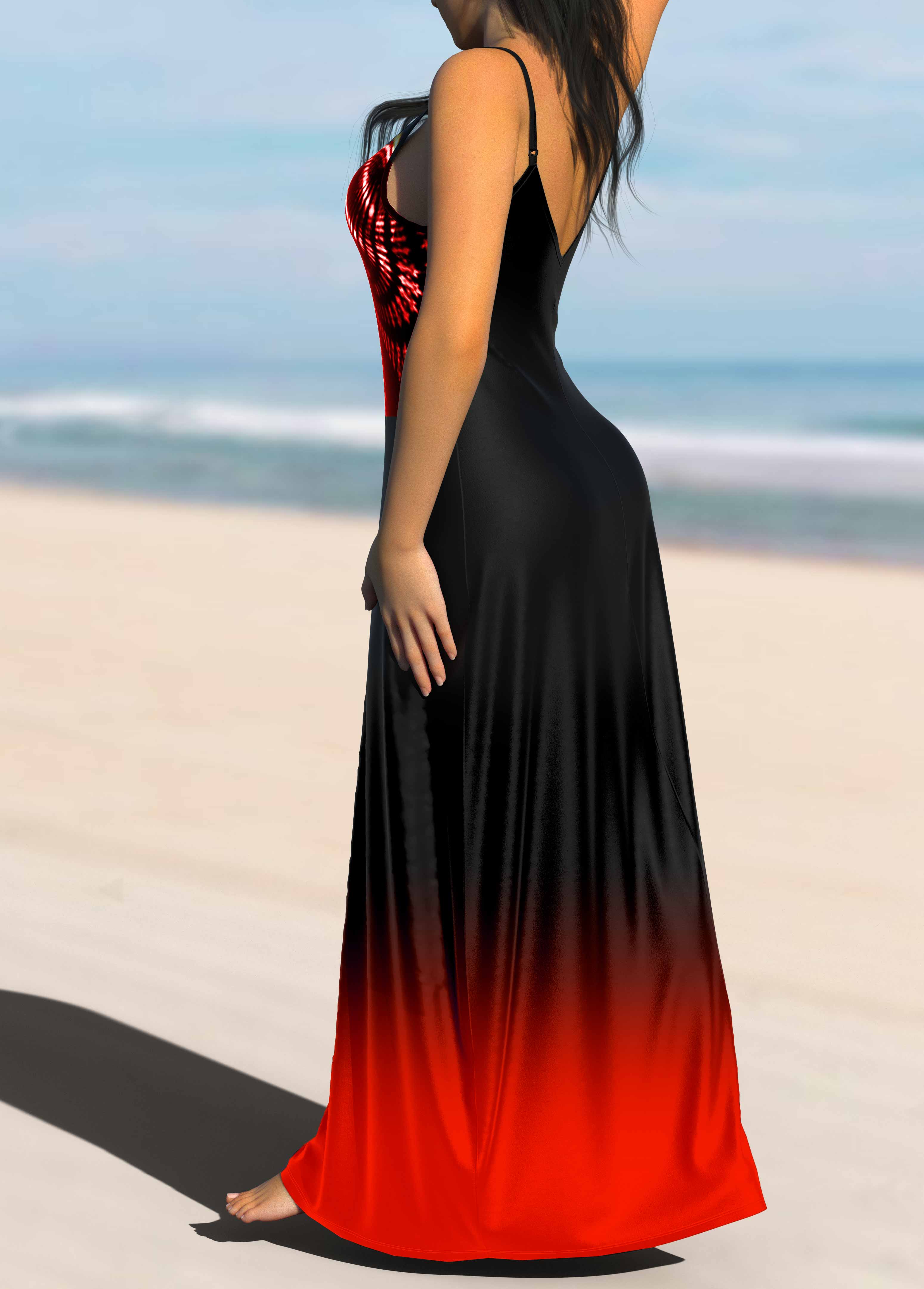 Tribal Print Ombre Strappy Maxi Dress