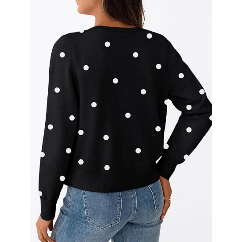 Women Lightweight Striped Knit Cardigan Crew Neck Button‑Down Long Sleeve Cropped Casual Knit Outerwear