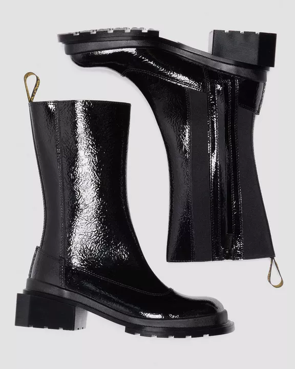 Maybole Hi Square Toe Patent Chelsea Boots