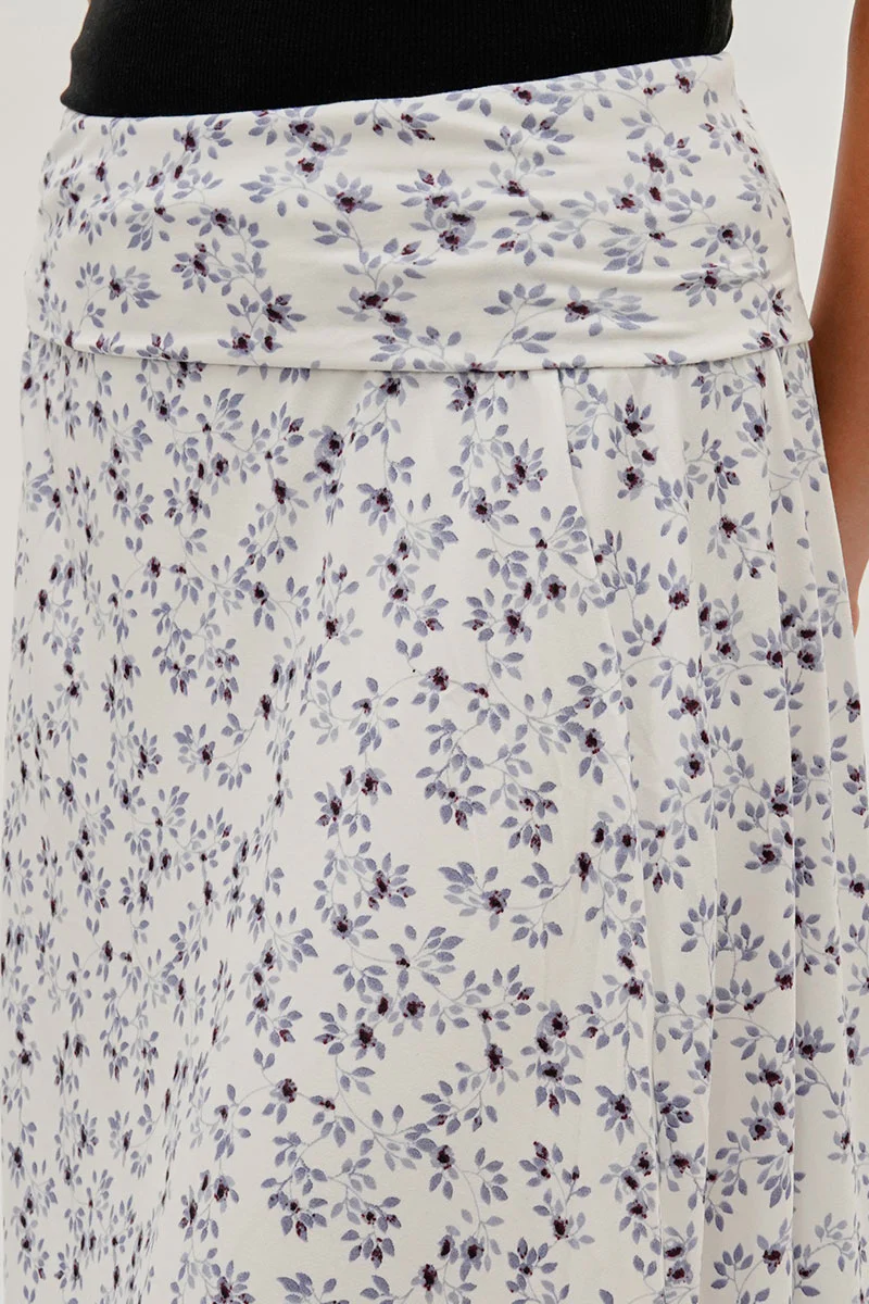 Floral Fold Over Skirt - White