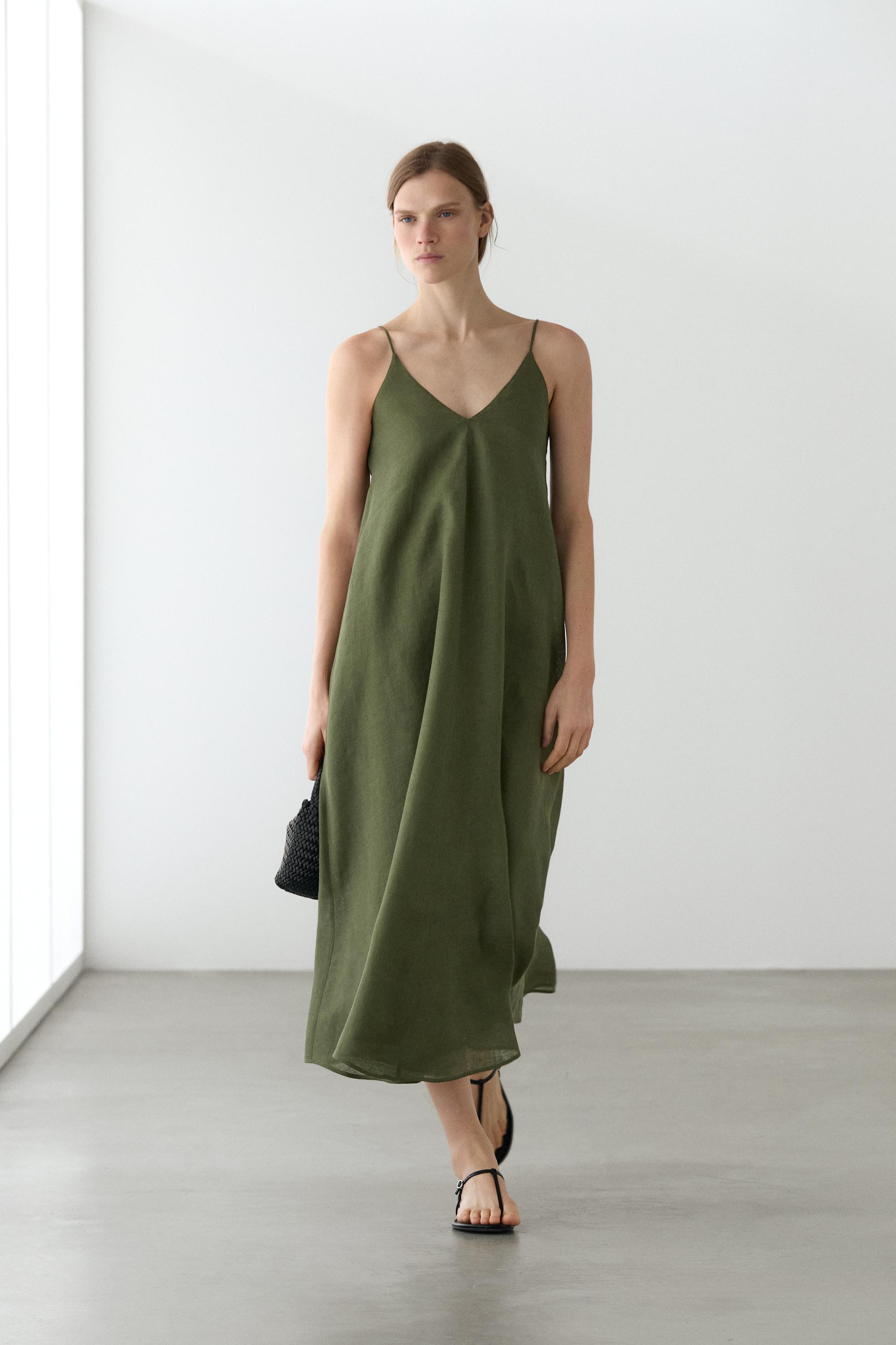 Vestido midi fluido tirante fino