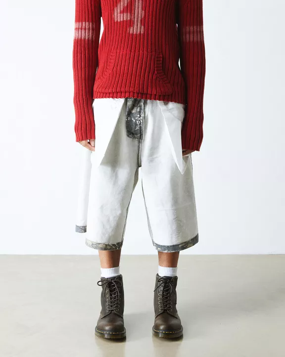 1460 Faux Fur Lined Grizzly Leather Lace Up Boots