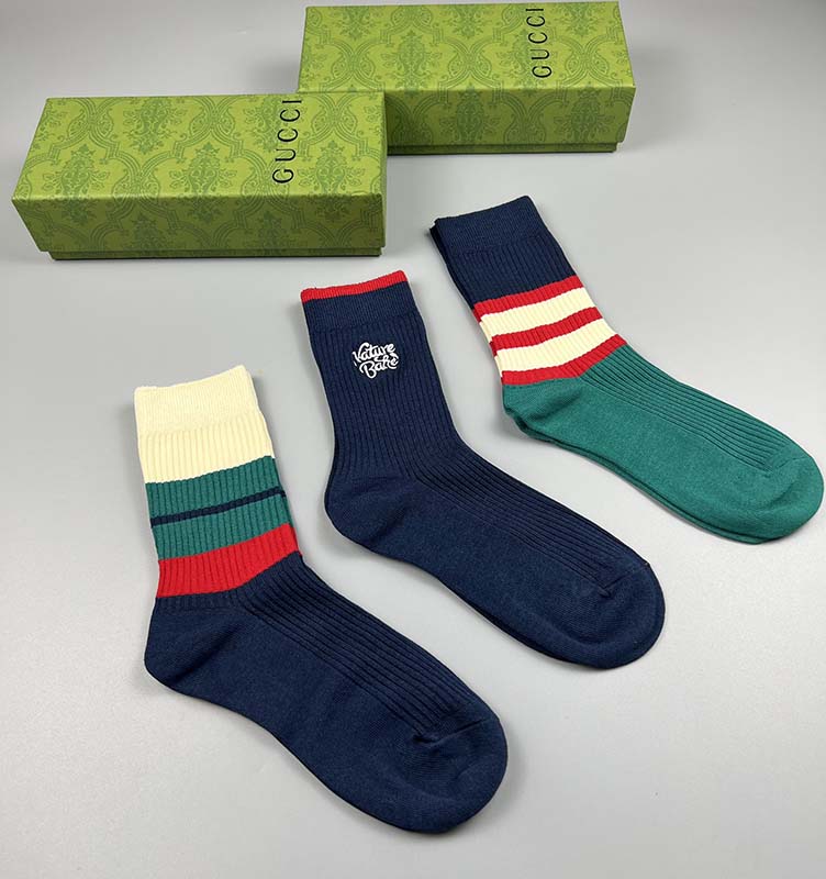 Set of 3 Pairs of Cotton Anti-bacterial Crew Socks WZ-924000186