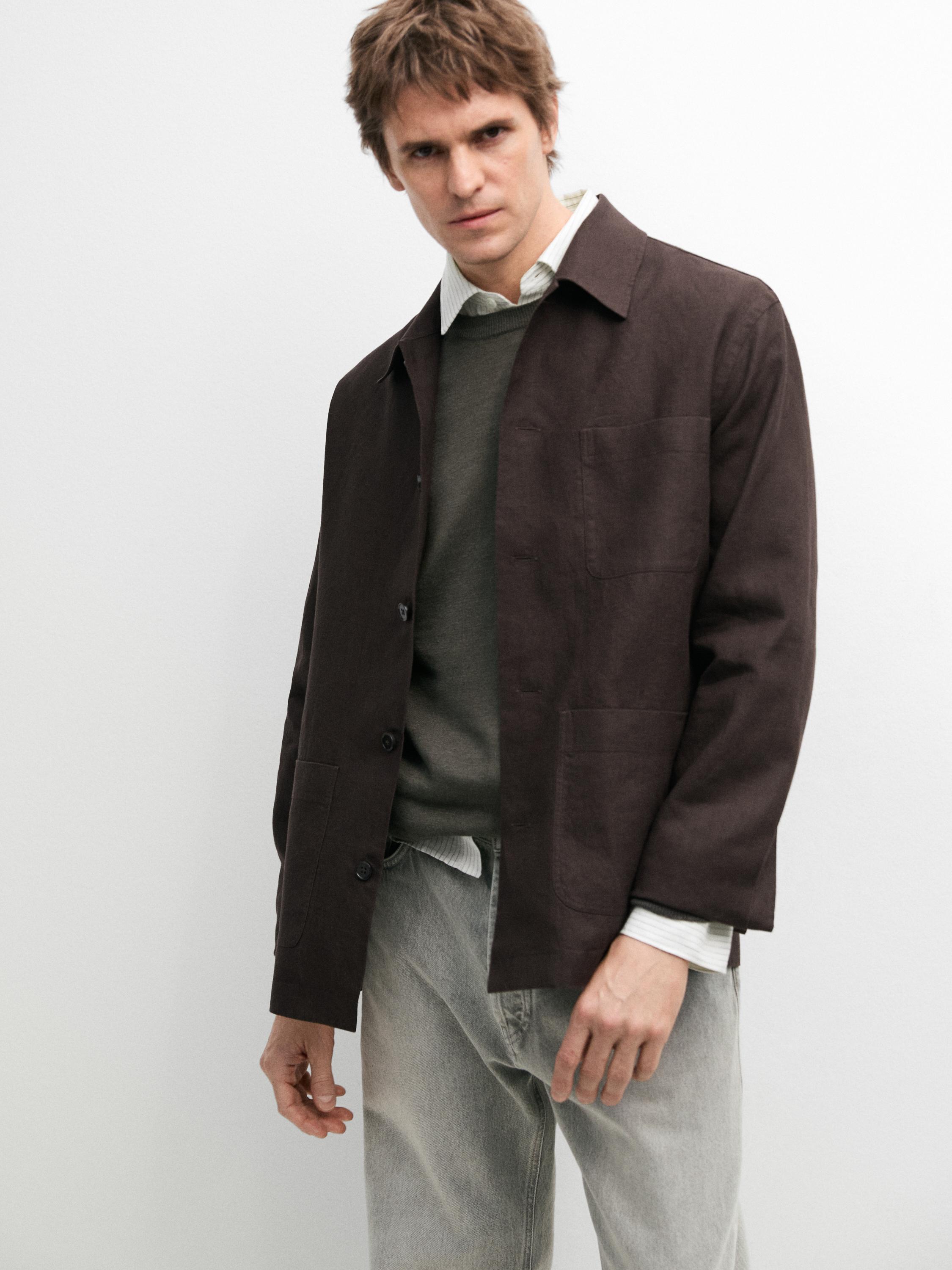 Sobrecamisa detalle bolsillos lino total look