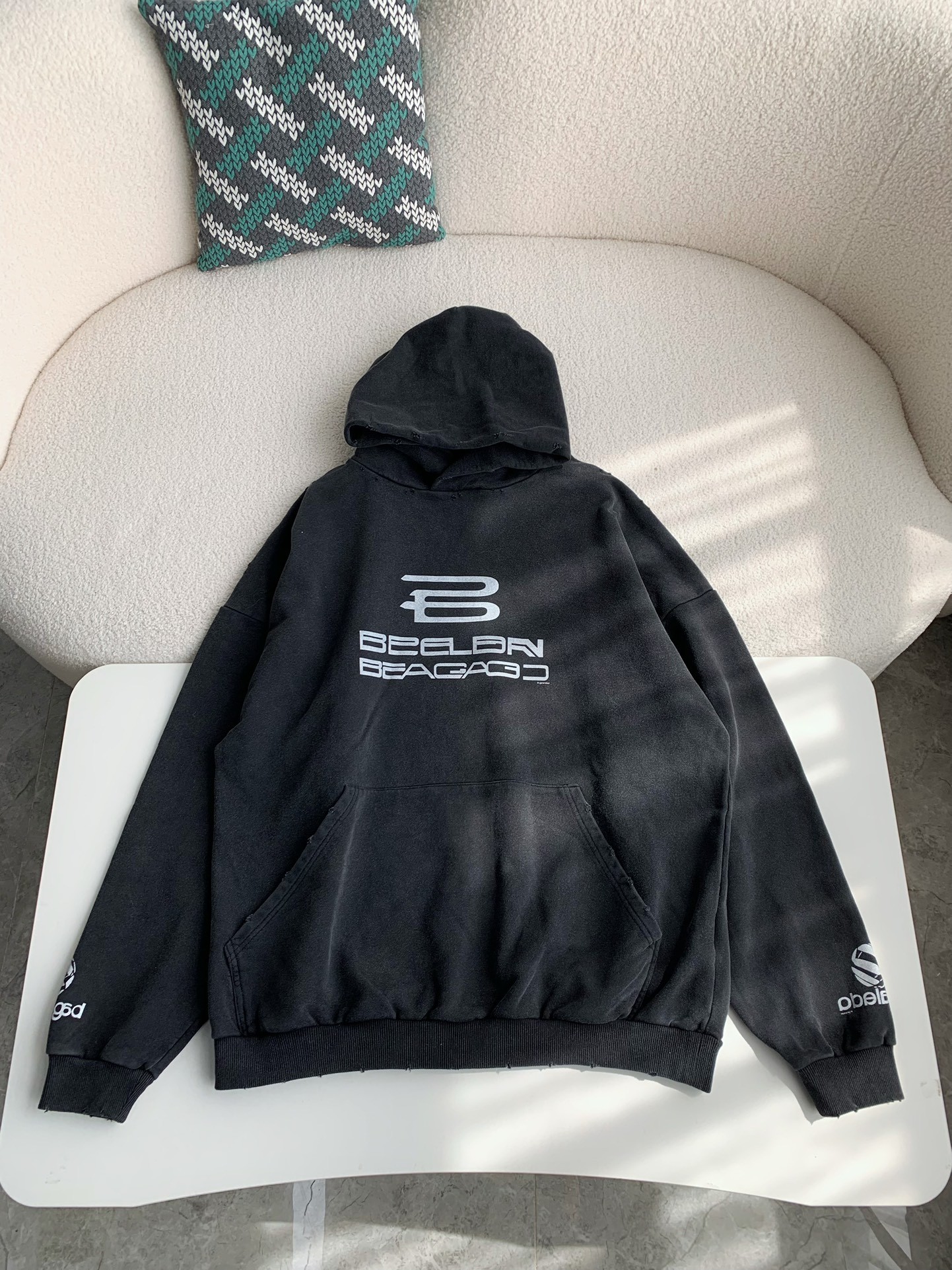 BLCG logo print sports hooded sweatshirt