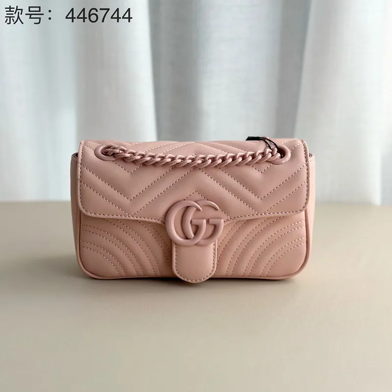 8.7″x2.4″x5.1″ Pink Leather Chains handbag BB-921277