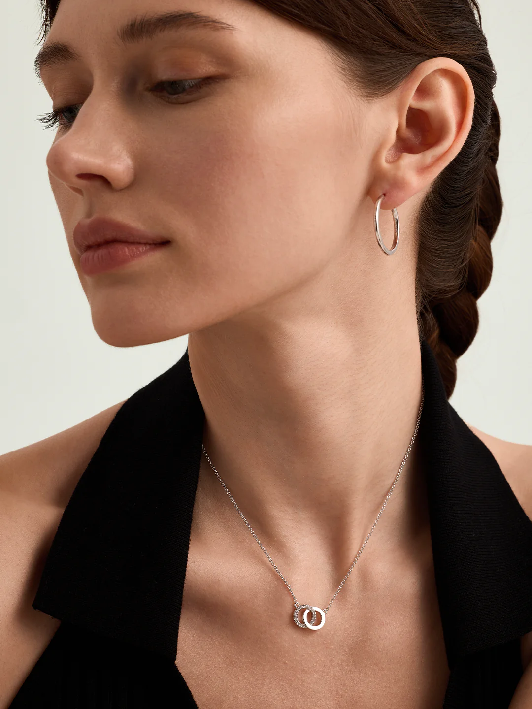 Pave Double Circle Necklace