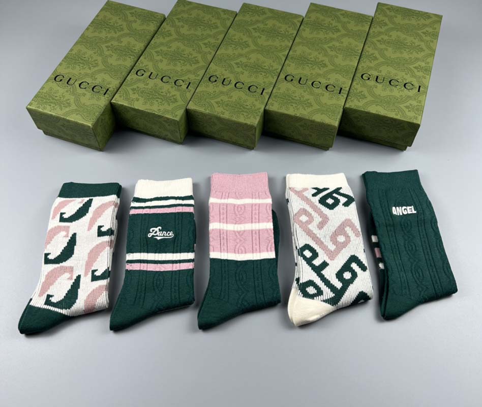 Set of 5 Pairs of Cotton Anti-bacterial Crew Socks WZ-924000172