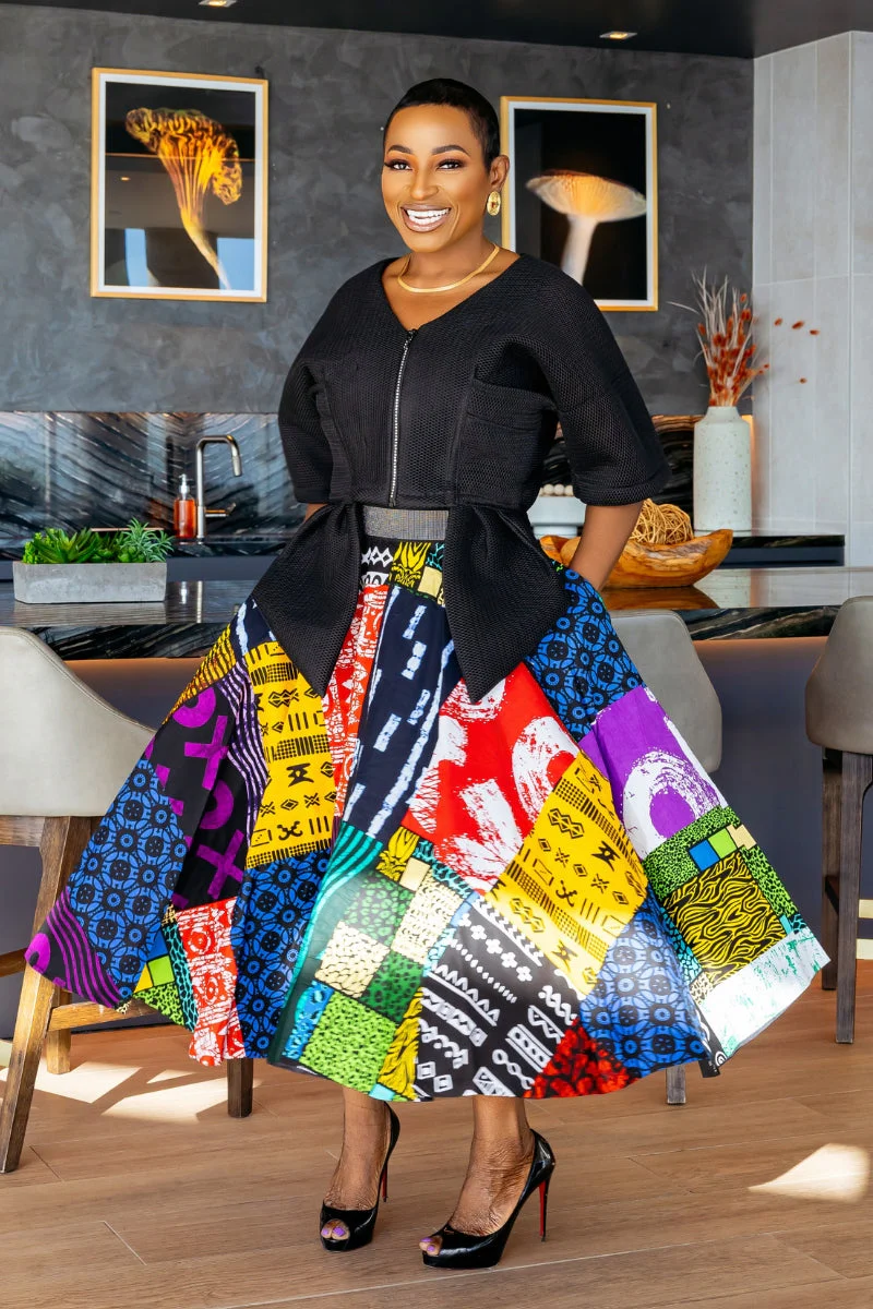 Tife Patch Midi Skirt Set