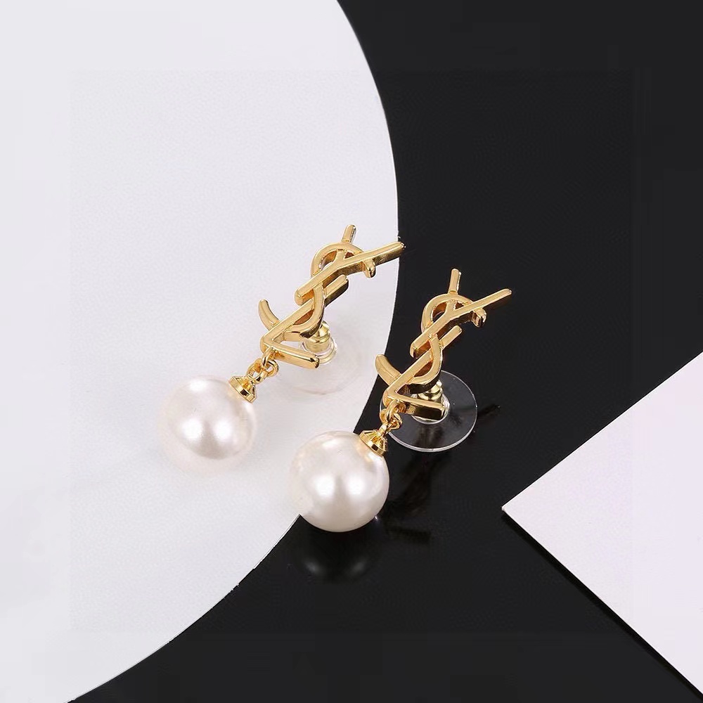 Golden Silver Pearls Earrings YYED-9110014