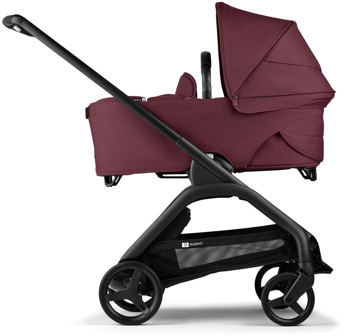 Bugaboo Dragonfly Complete Lightweight Compact Stroller + Bassinet - Black / Dark Cherry / Dark Cherry