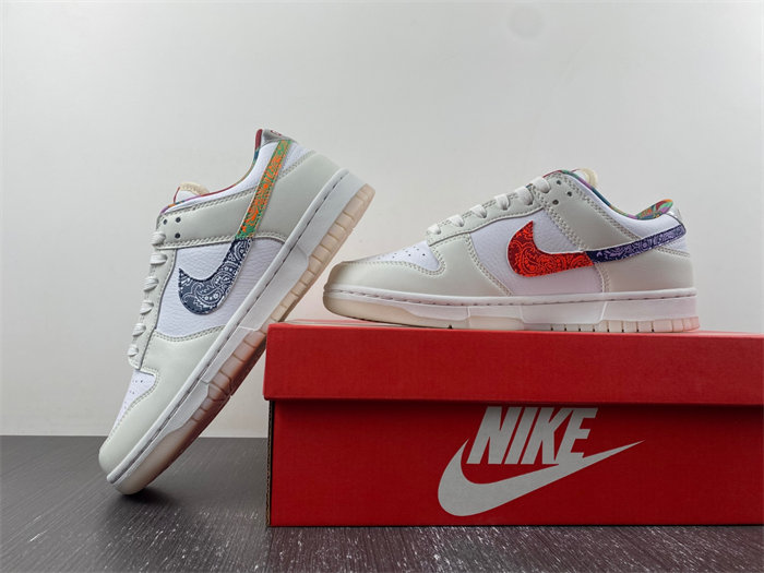NK Dunk Low White Multi-Color Paisley (GS) FN8913-141