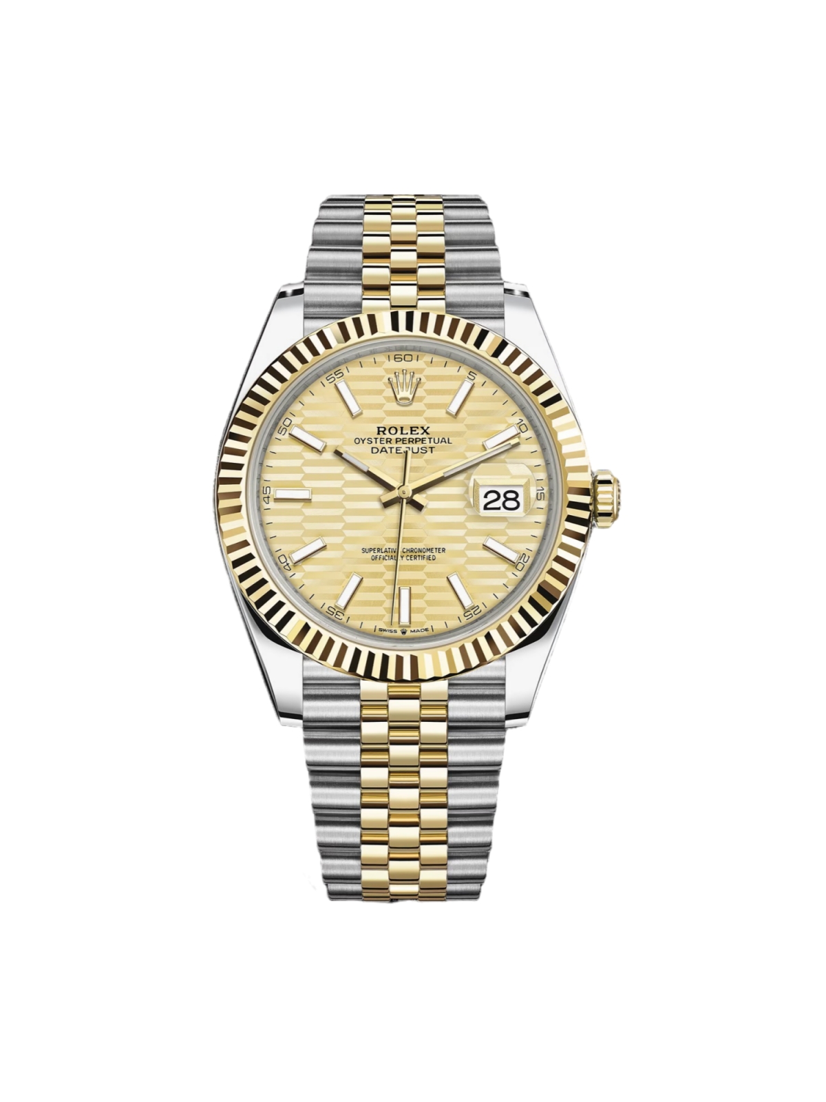 Rolex  Datejust 41mm Swiss Replica Watch | Two Tone Jubilee Bracele Champagne Fluted Dial Ref 126333