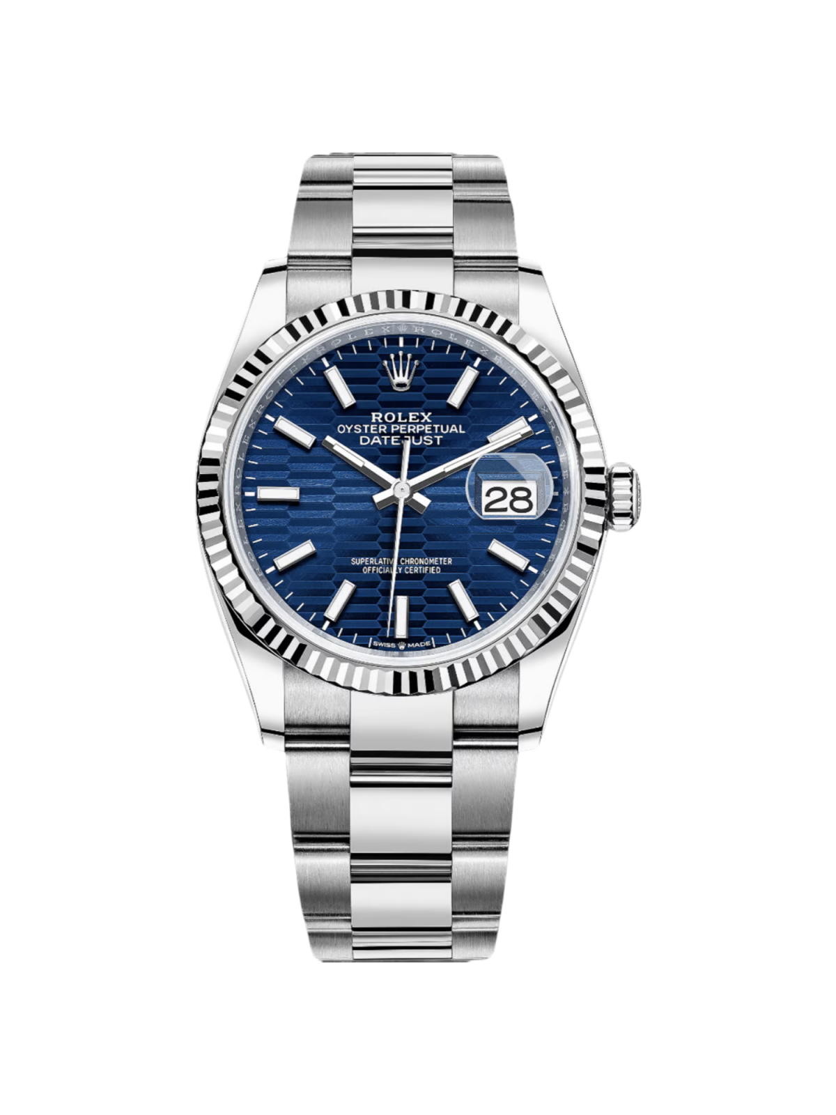 【Super Clone】RLX  Datejust 36mm 126234-0050 Blue Motif Dial 126234 Oyster Bracelet Fluted Bezel