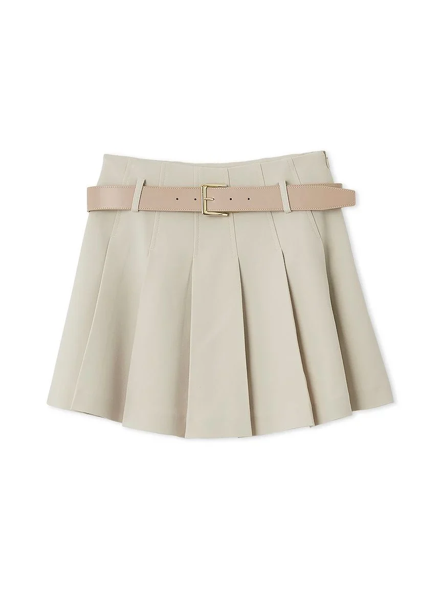 Pleated Skirt Shorts With Belt