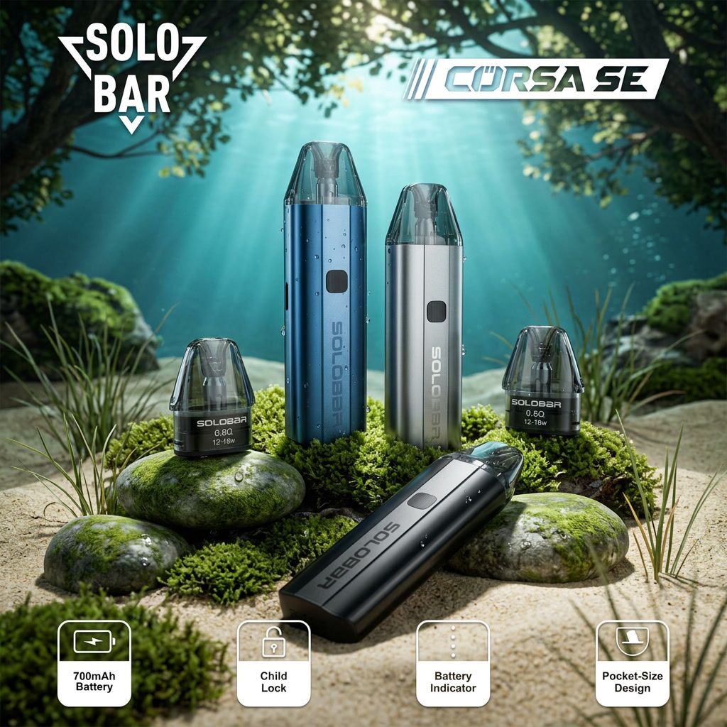 🔥 SoloBar Corsa SE Pod Kit | Device(700mh) + Refillable Pod(12-25KW) ❗ Without E-LIQUID