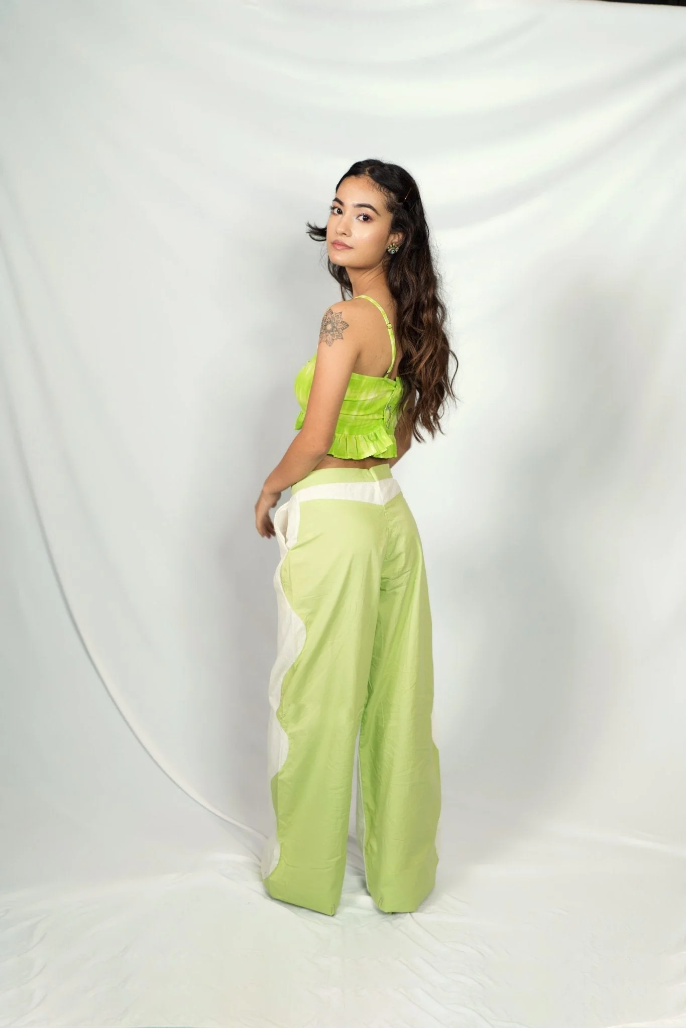 Side Waving Two-Tone Pants
