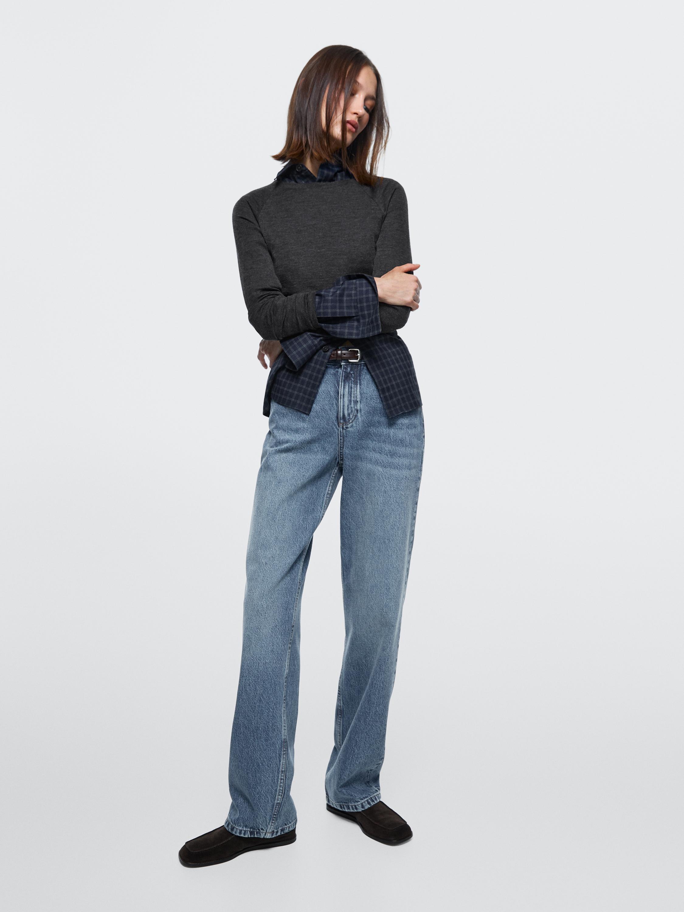 Jeans straight fit tiro medio