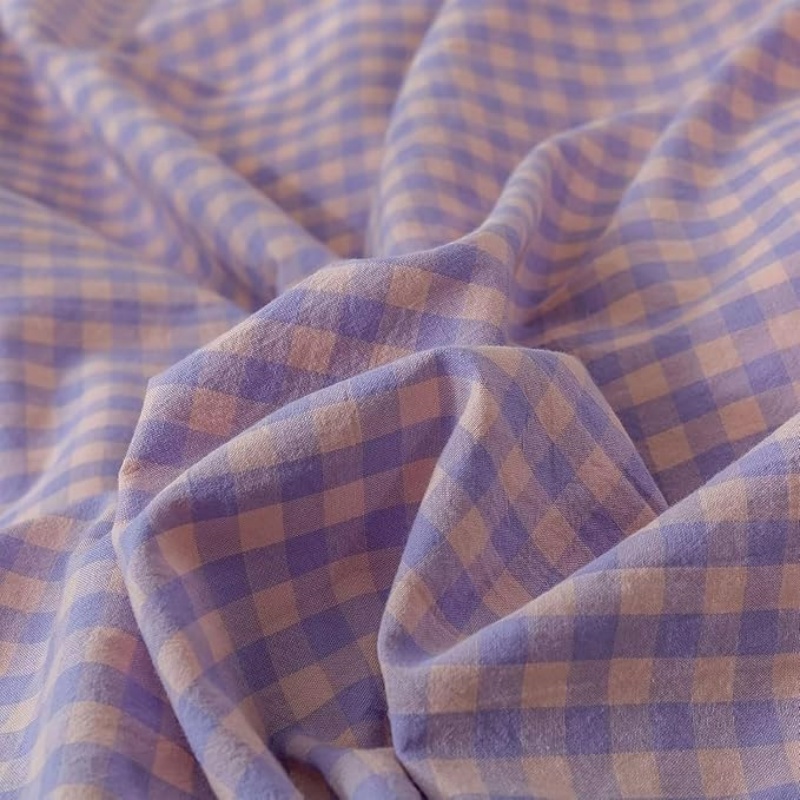 Purple Gingham Grid Duvet Cover Queen