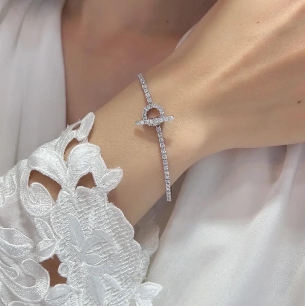 Classic Full Diamond Silver Bracelet HHSL-911001