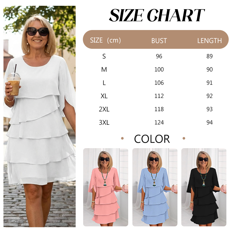 Women's Elegant Layered Ruffle Sleeve Dress – Effortless Style for Every Occasion💃