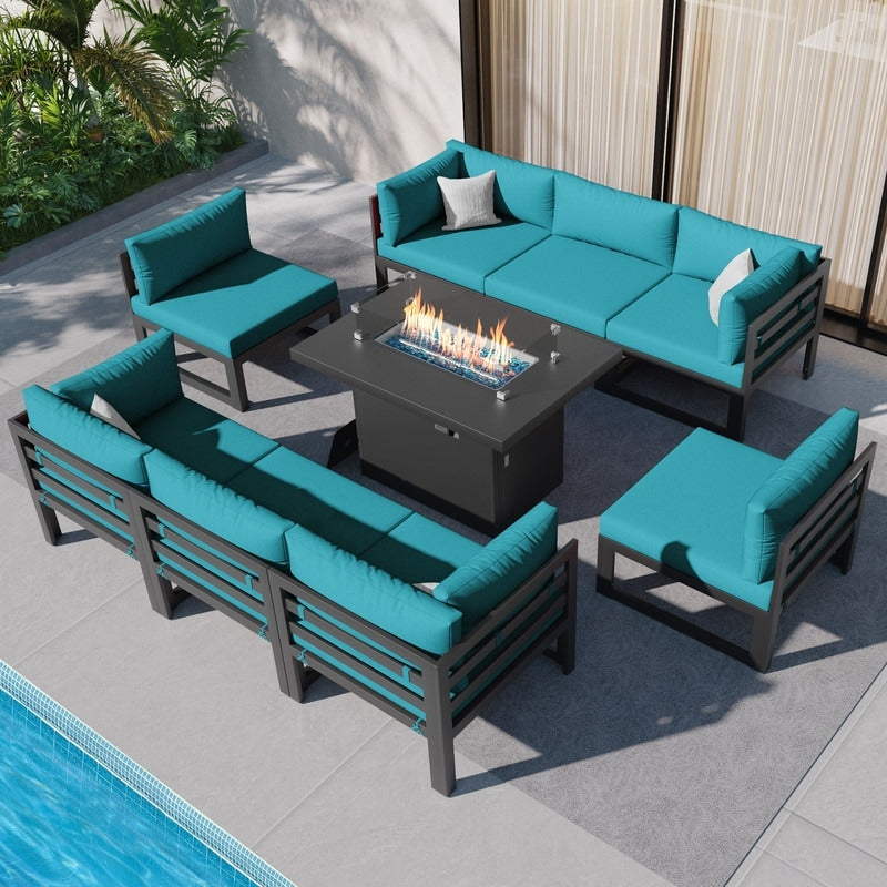 FINCATI Aluminum Outdoor Patio Furniture Conversation Sectional Sofa Set