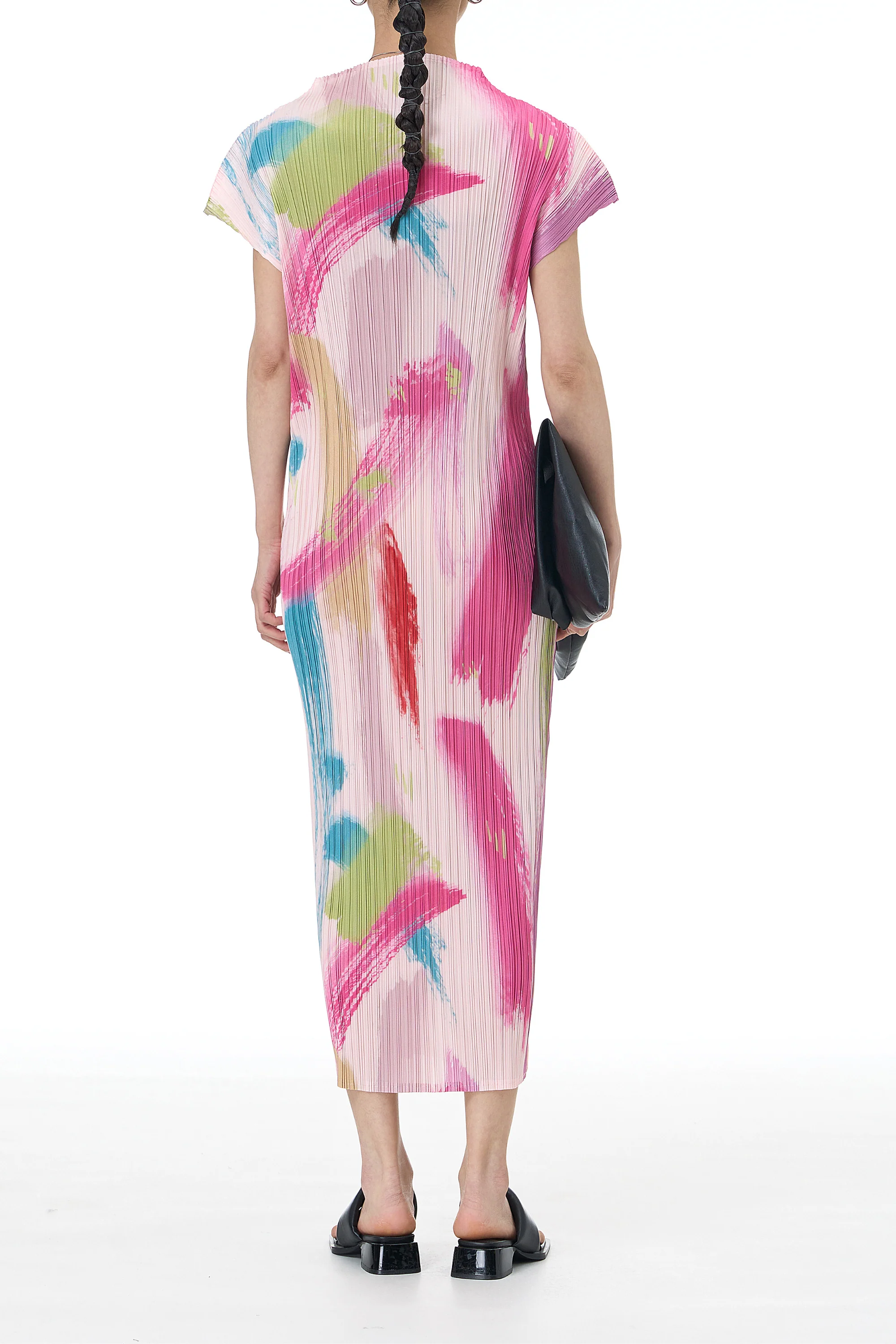 Colour Burst Pink Pleated Dress