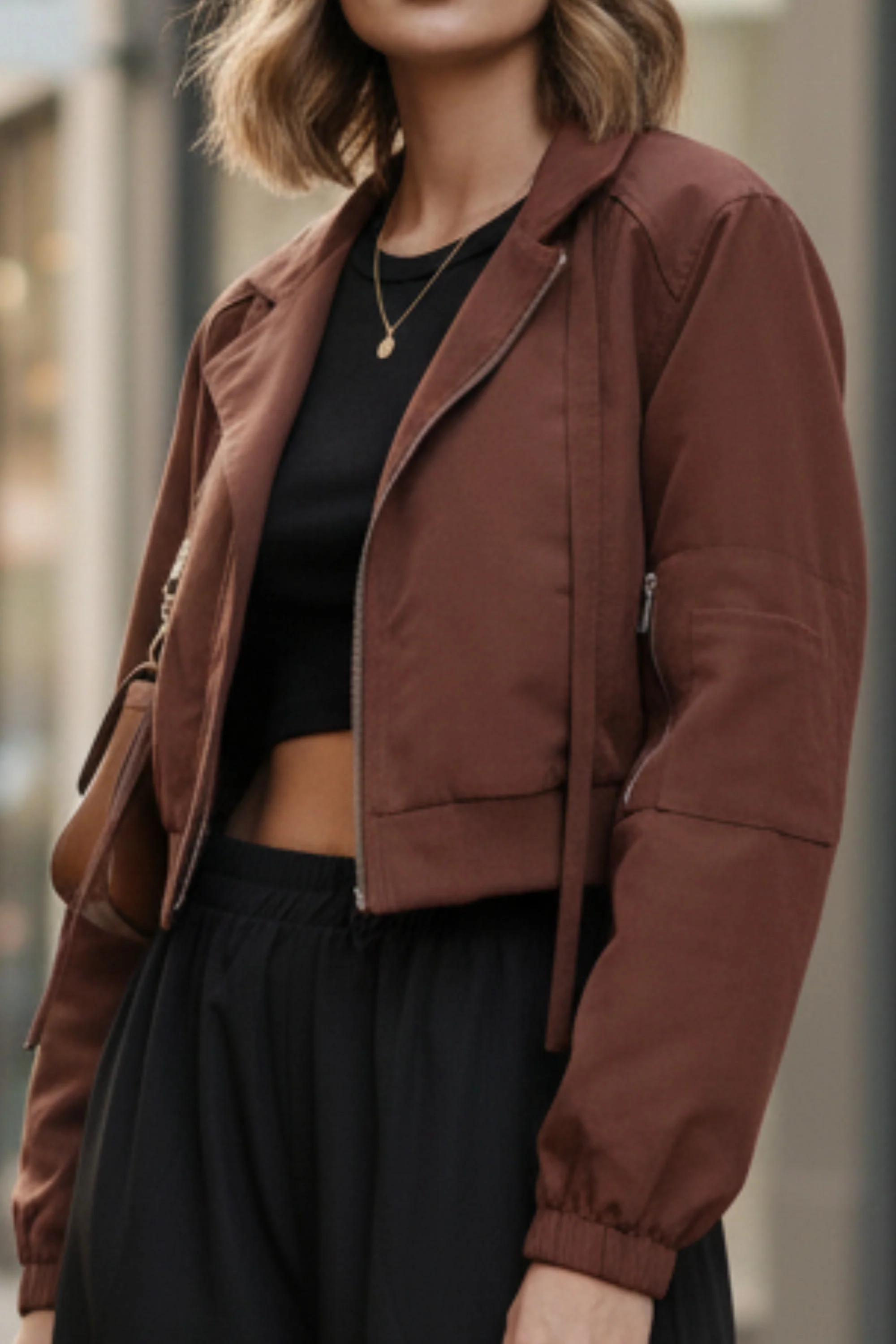 Rustique Cropped Bomber Jacket